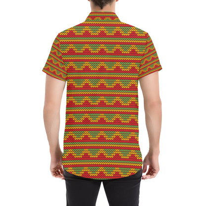 Rasta Reggae Color Print Men's Short Sleeve Button Up Shirt