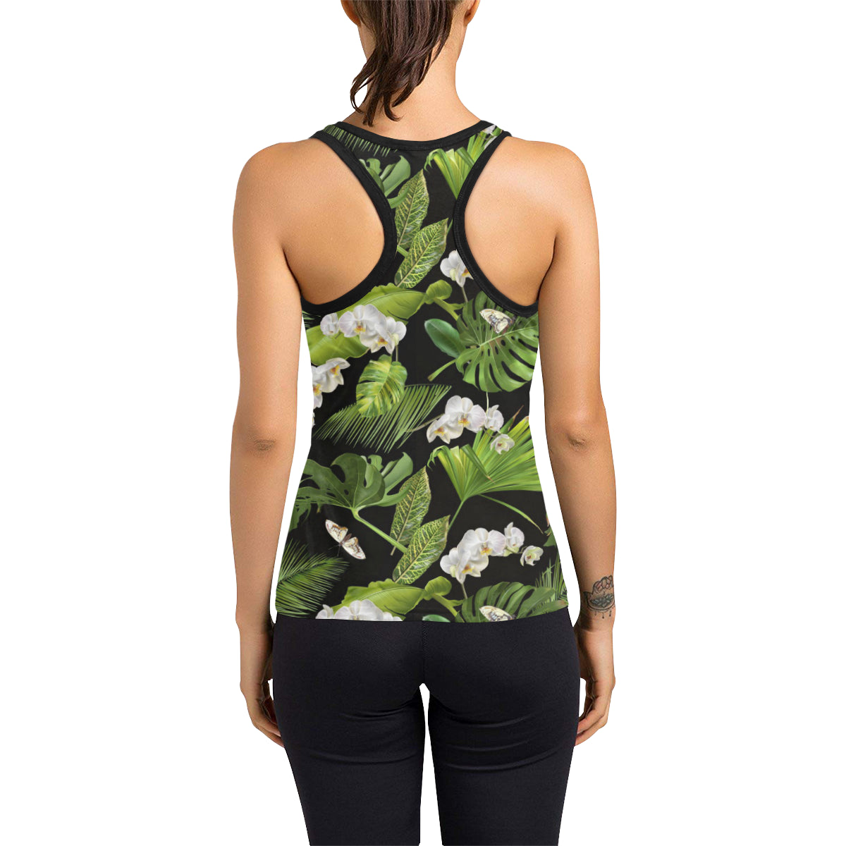 Tropical Flower Pattern Print Design TF026 Women's Racerback Tank Top