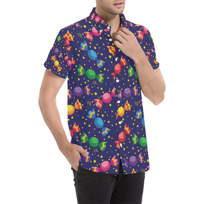 Candy Pattern Print Design CA06 Men's Short Sleeve Button Up Shirt