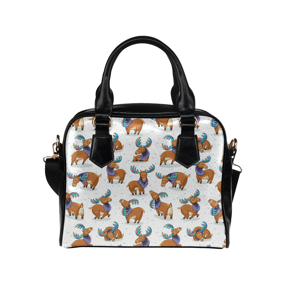 Moose Cute Pattern Print Design 01 Shoulder Handbag