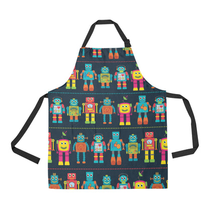 Robot Pattern Print Design A01 Apron with Pocket