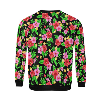 Pink Red Hibiscus Pattern Print Design HB023 Men Long Sleeve Sweatshirt