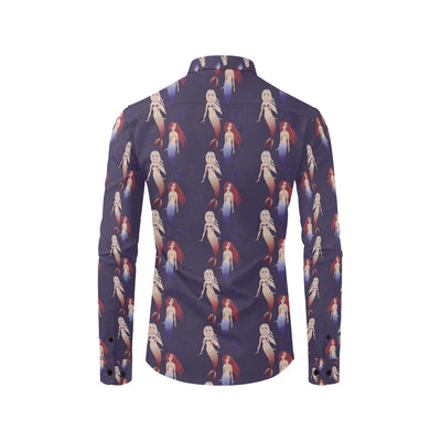 Mermaid Pattern Print Design 02 Men's Long Sleeve Shirt