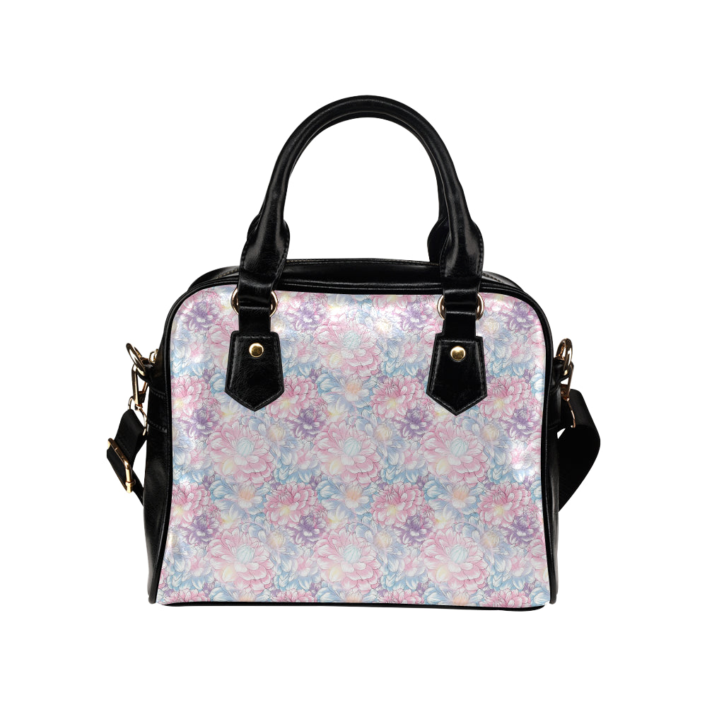 Dahlia Pattern Print Design 01 Shoulder Handbag