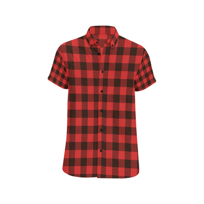 Buffalo check Red Pattern Print Design 05 Men's Short Sleeve Button Up Shirt