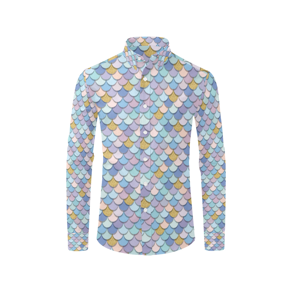 Mermaid Scales Pattern Print Design 05 Men's Long Sleeve Shirt