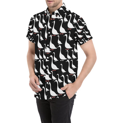 Goose Pattern Print Design 01 Men's Short Sleeve Button Up Shirt