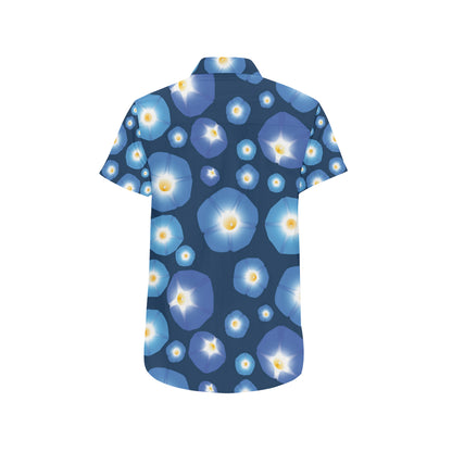 Morning Glory Pattern Print Design 02 Men's Short Sleeve Button Up Shirt
