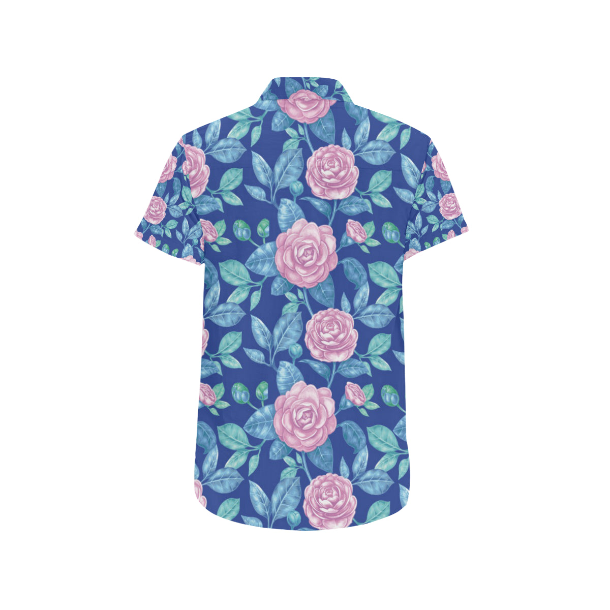 Camellia Pattern Print Design CM05 Men's Short Sleeve Button Up Shirt