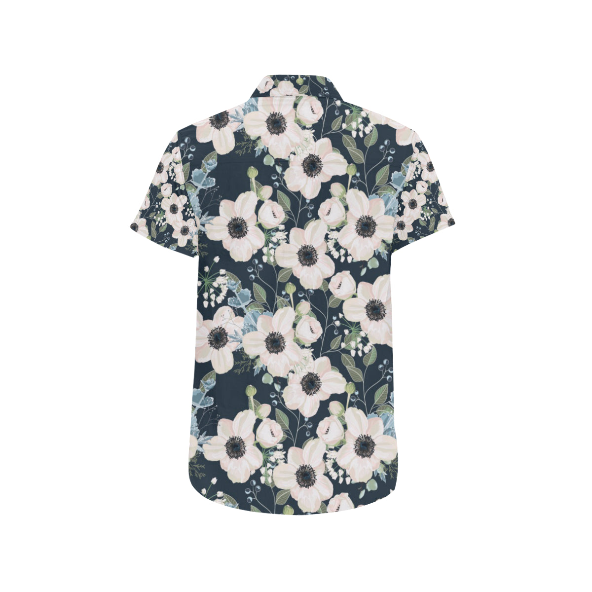 Anemone Pattern Print Design AM02 Men's Short Sleeve Button Up Shirt