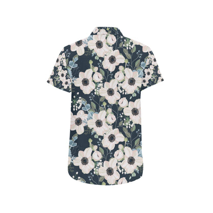 Anemone Pattern Print Design AM02 Men's Short Sleeve Button Up Shirt