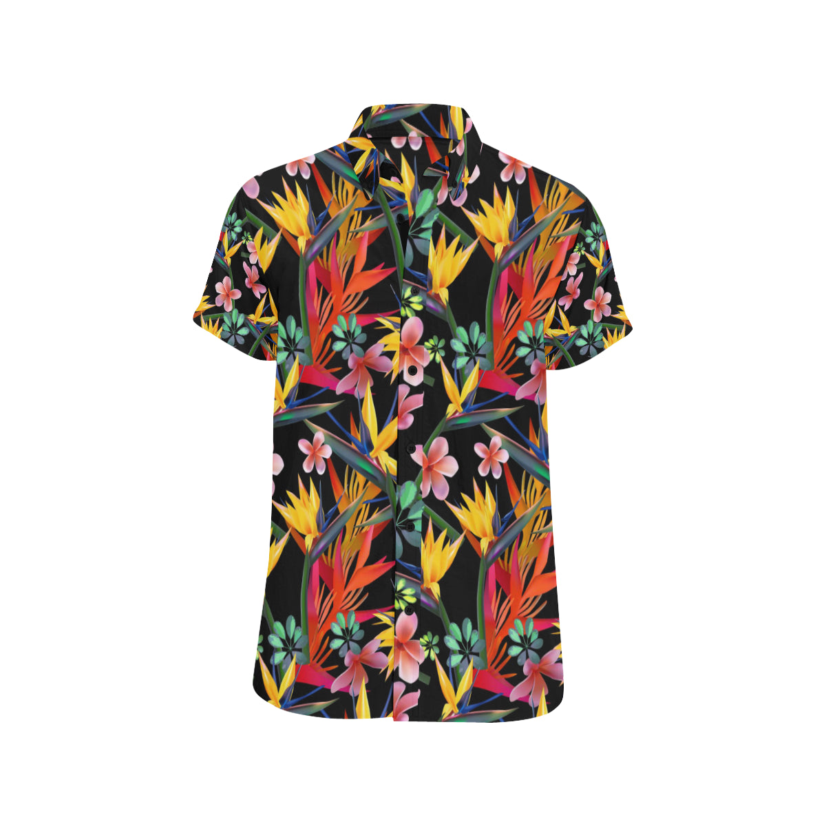 Tropical Flower Pattern Print Design TF015 Men's Short Sleeve Button Up Shirt
