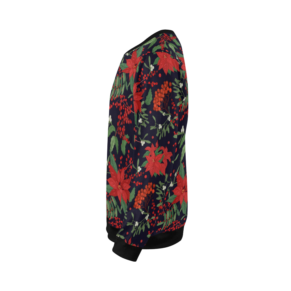 Poinsettia Pattern Print Design POT02 Men Long Sleeve Sweatshirt