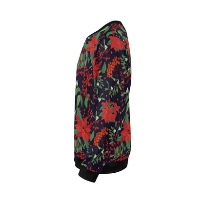 Poinsettia Pattern Print Design POT02 Men Long Sleeve Sweatshirt