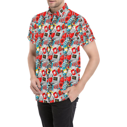 Phlebotomist Medical Themed Men's Short Sleeve Button Up Shirt