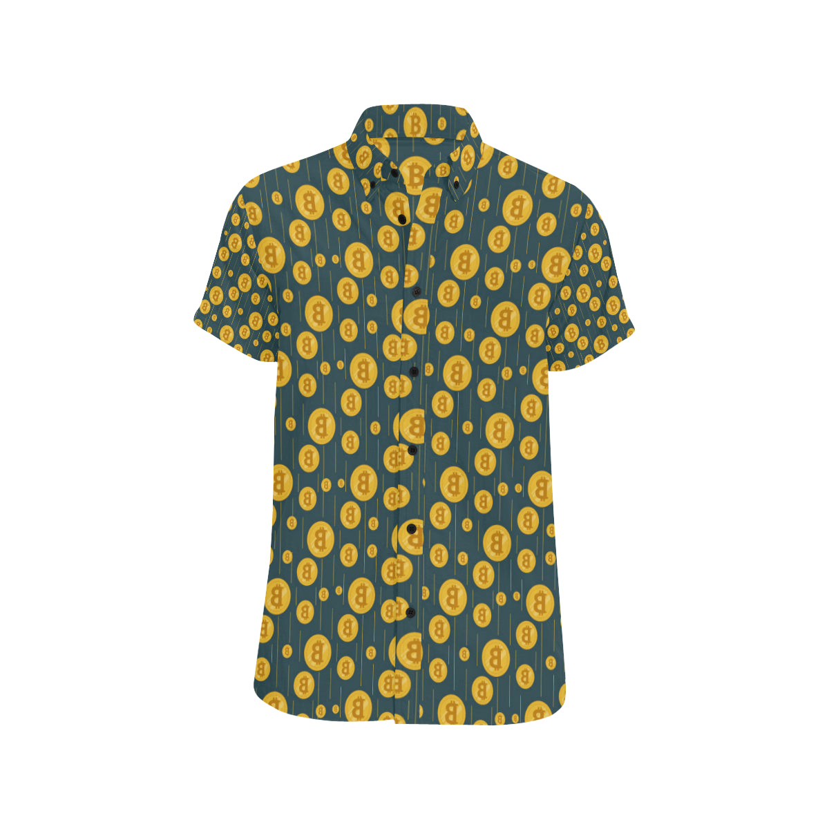 Bitcoin Pattern Print Design 01 Men's Short Sleeve Button Up Shirt