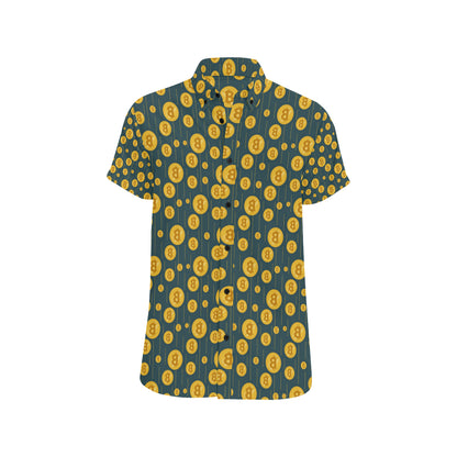 Bitcoin Pattern Print Design 01 Men's Short Sleeve Button Up Shirt