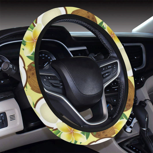 Coconut Pattern Print Design CN02 Steering Wheel Cover with Elastic Edge
