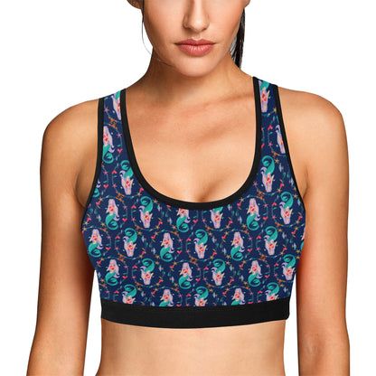 Mermaid Girl Cute Design Print Sports Bra