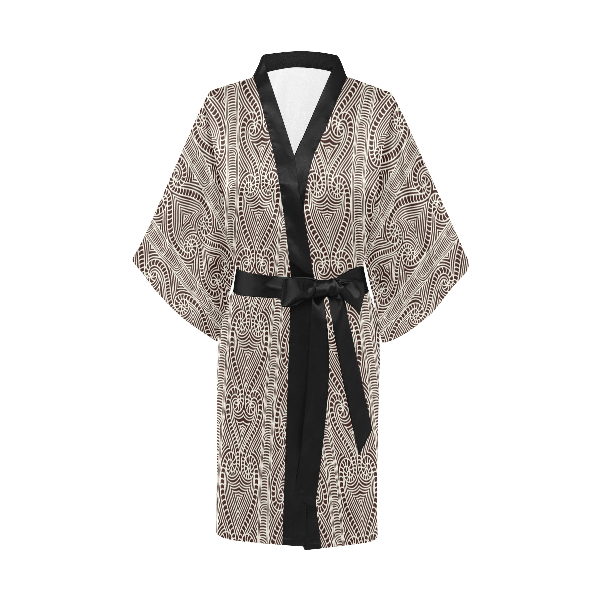 Maori Pattern Print Design 04 Women's Short Kimono