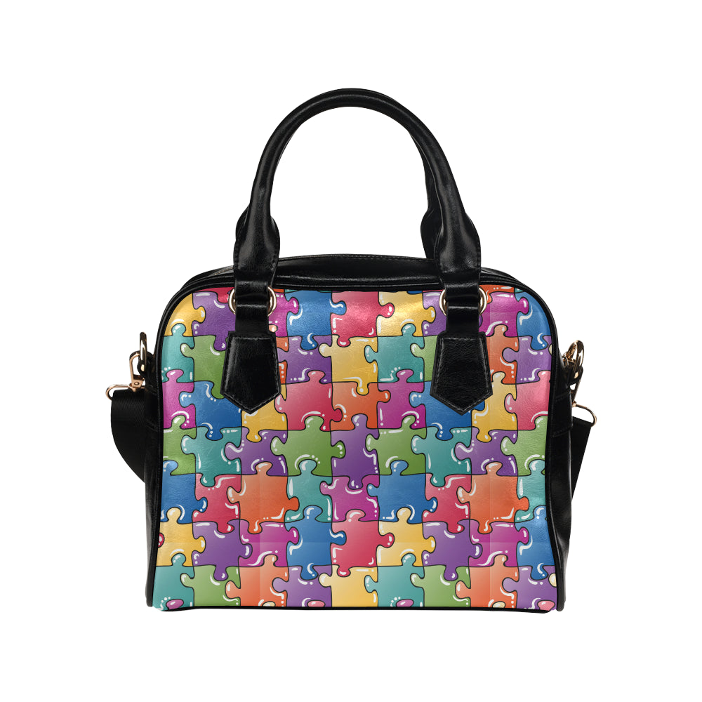 Puzzle Pattern Print Design A05 Shoulder Handbag