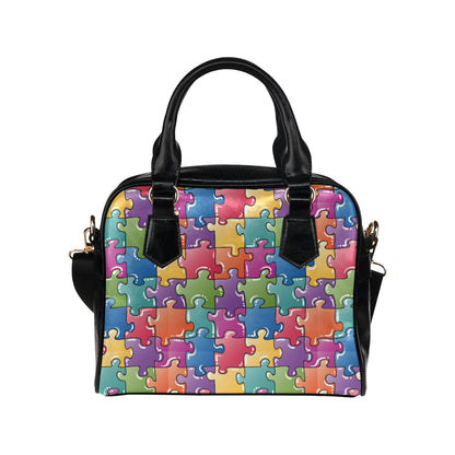 Puzzle Pattern Print Design A05 Shoulder Handbag