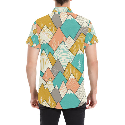 Mountain Pattern Print Design 02 Men's Short Sleeve Button Up Shirt