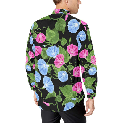 Morning Glory Pattern Print Design MG04 Men's Long Sleeve Shirt