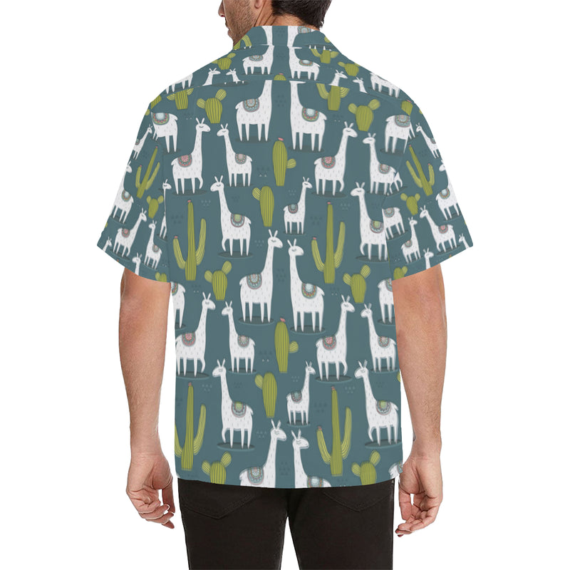 Llama Cactus Pattern Print Design 03 Men's Hawaiian Shirt