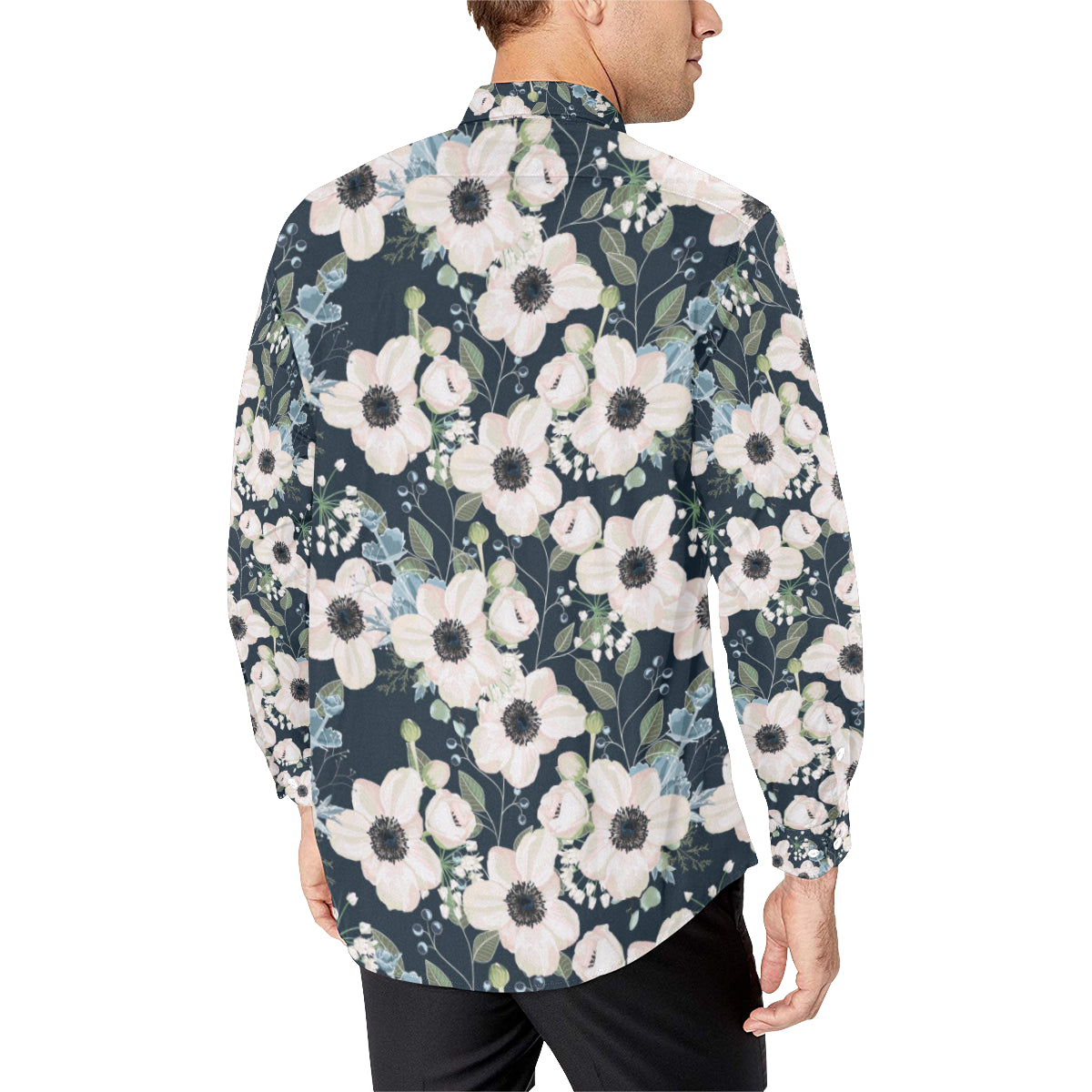 Anemone Pattern Print Design AM02 Men's Long Sleeve Shirt