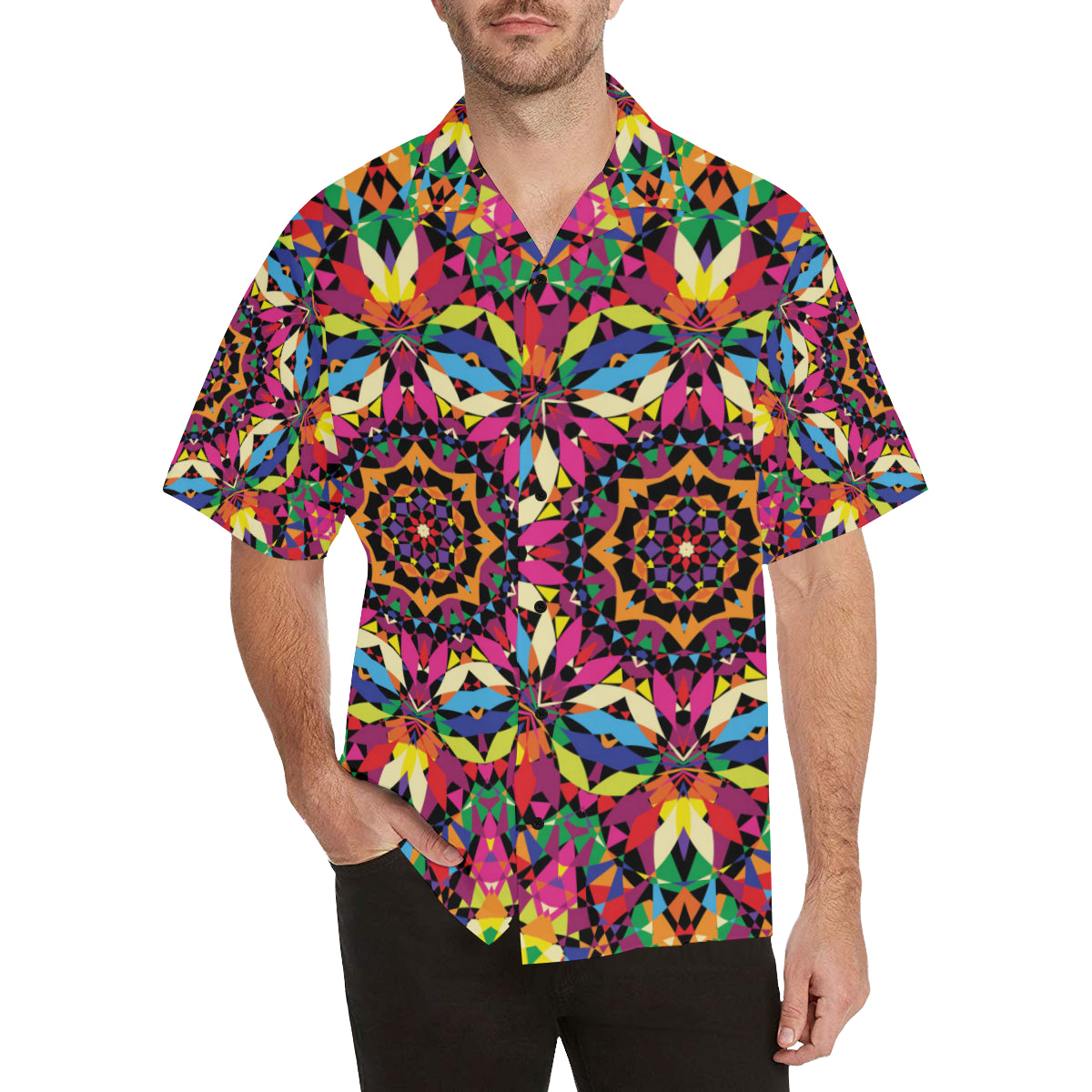 Kaleidoscope Pattern Print Design 02 Men's Hawaiian Shirt