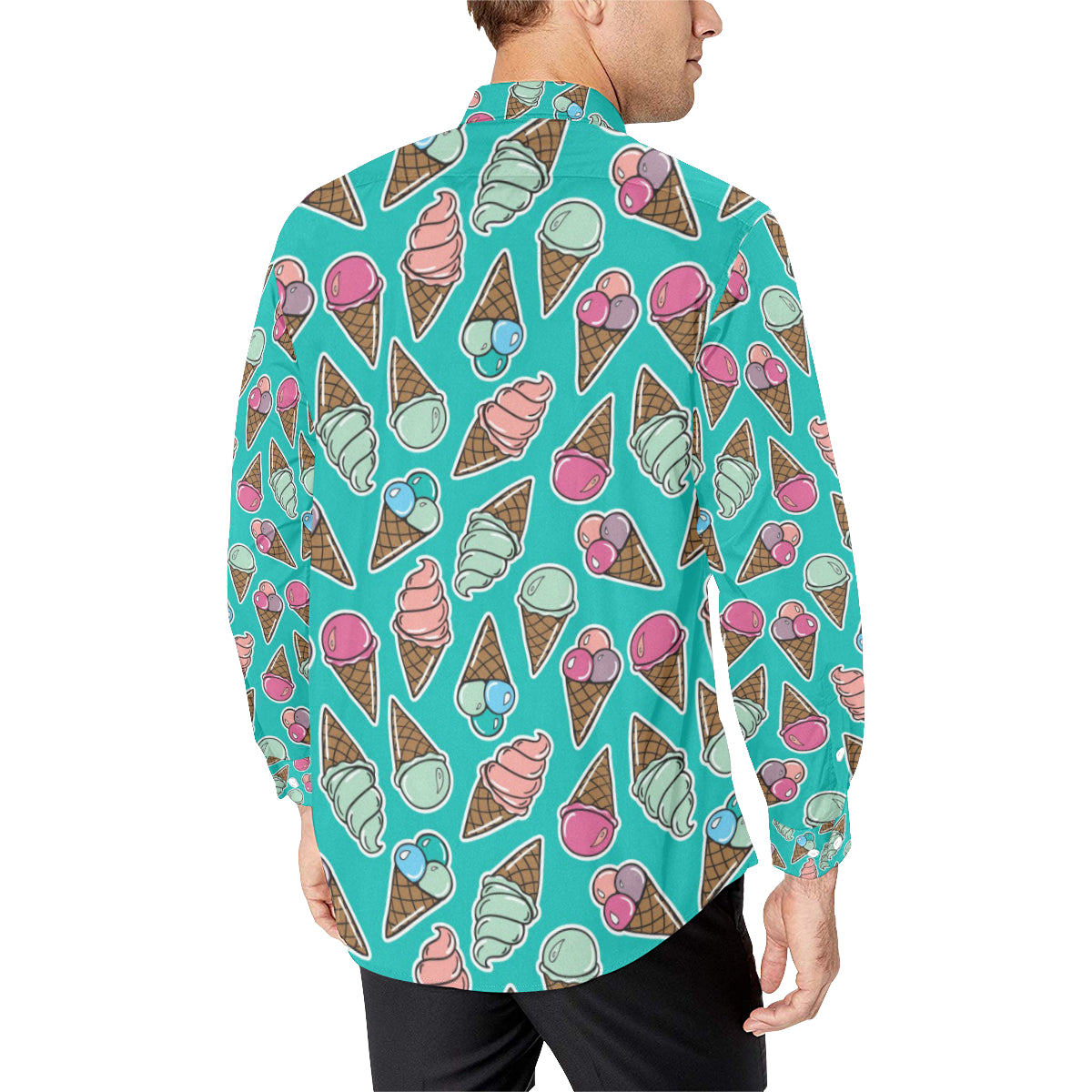 Ice Cream Pattern Print Design IC01 Men's Long Sleeve Shirt