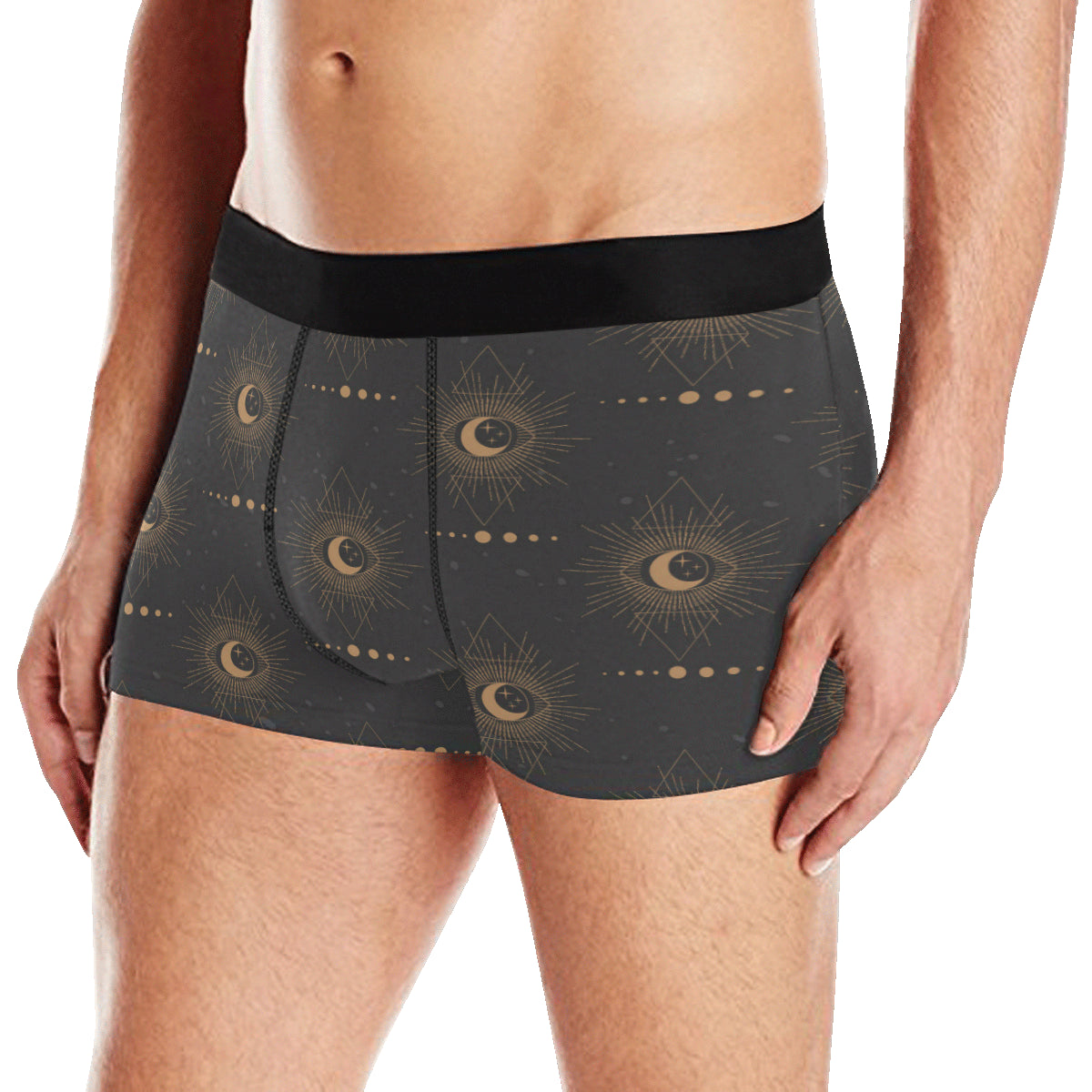 Moon Boho Pattern Print Design 02 Men's Boxer Briefs