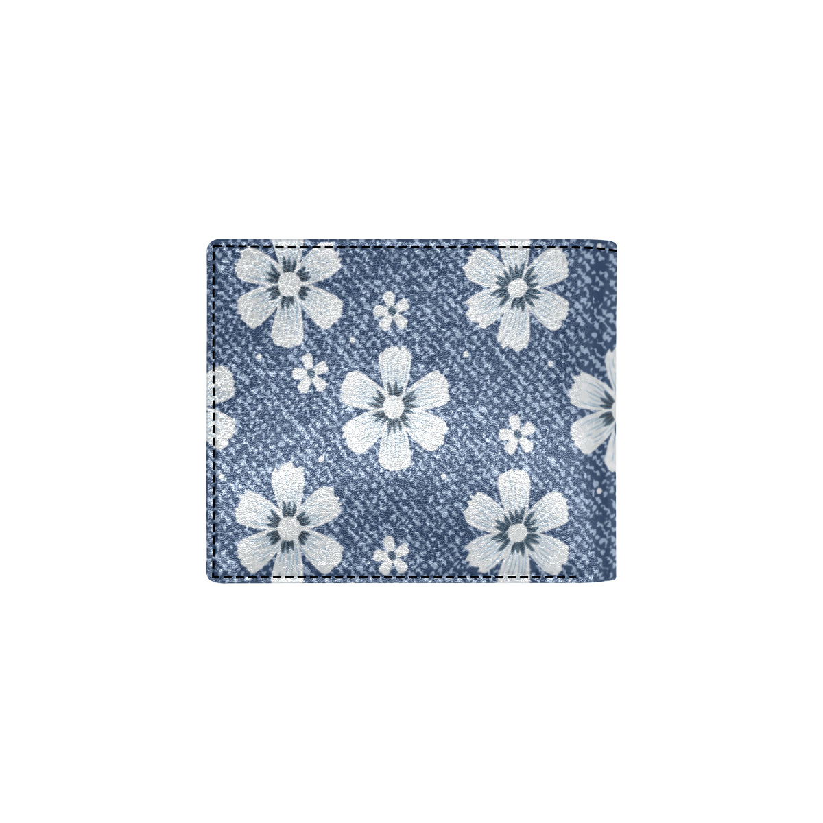 Jean Flower Pattern Print Design 03 Men's ID Card Wallet