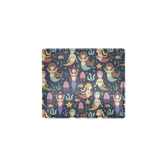 Mermaid Cartoon Pattern Print Design 03 Men's ID Card Wallet