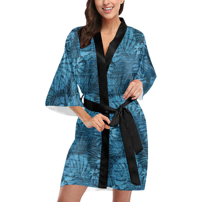 Jean Tropical Pattern Print Design 04 Women's Short Kimono