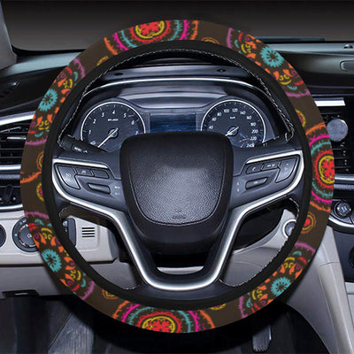 Bohemian Pattern Print Design 01 Steering Wheel Cover with Elastic Edge