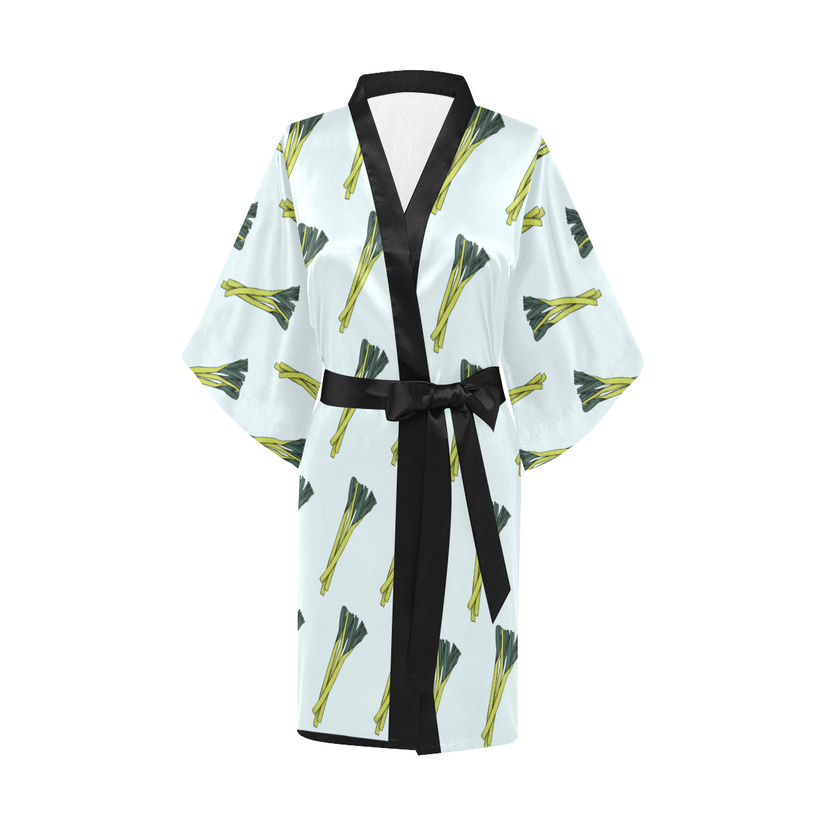Leek Pattern Print Design 03 Women's Short Kimono