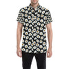 Daisy Print Pattern Men's Short Sleeve Button Up Shirt