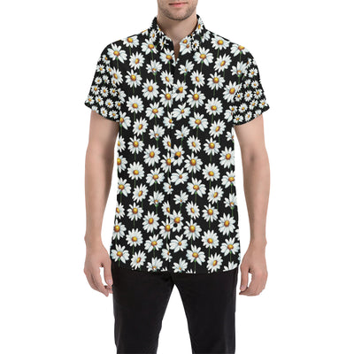 Daisy Print Pattern Men's Short Sleeve Button Up Shirt