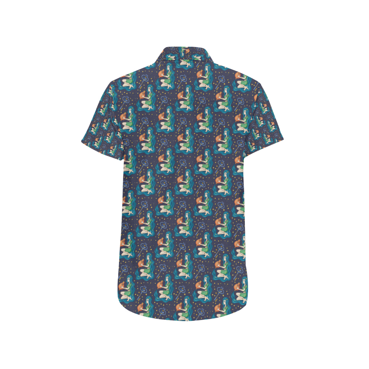 Aquarius Zodiac Pattern Print Design 03 Men's Short Sleeve Button Up Shirt