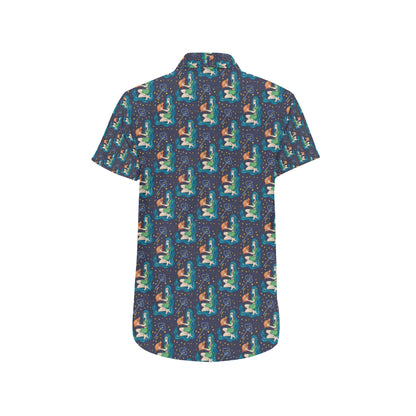 Aquarius Zodiac Pattern Print Design 03 Men's Short Sleeve Button Up Shirt