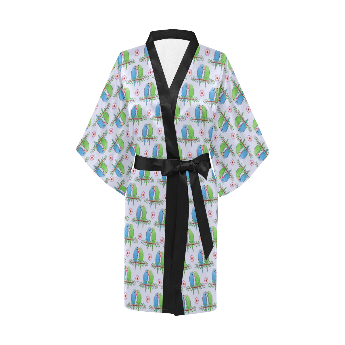 Budgerigar Pattern Print Design 05 Women's Short Kimono
