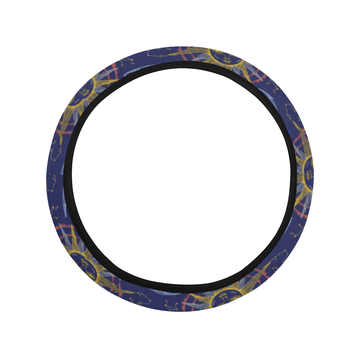 Celestial Moon Sun Pattern Print Design 01 Steering Wheel Cover with Elastic Edge