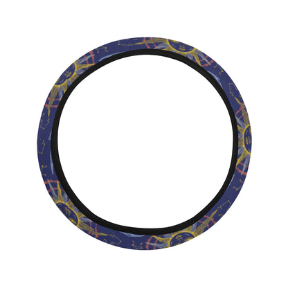 Celestial Moon Sun Pattern Print Design 01 Steering Wheel Cover with Elastic Edge