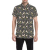 Deer Floral Jungle Men's Short Sleeve Button Up Shirt