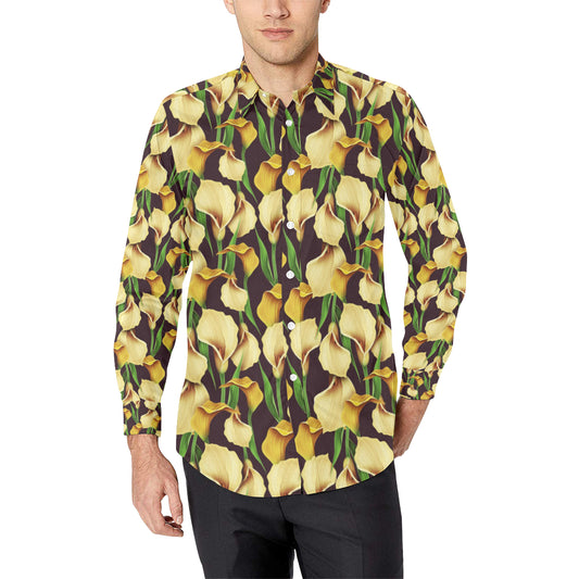 Lily Pattern Print Design LY013 Men's Long Sleeve Shirt