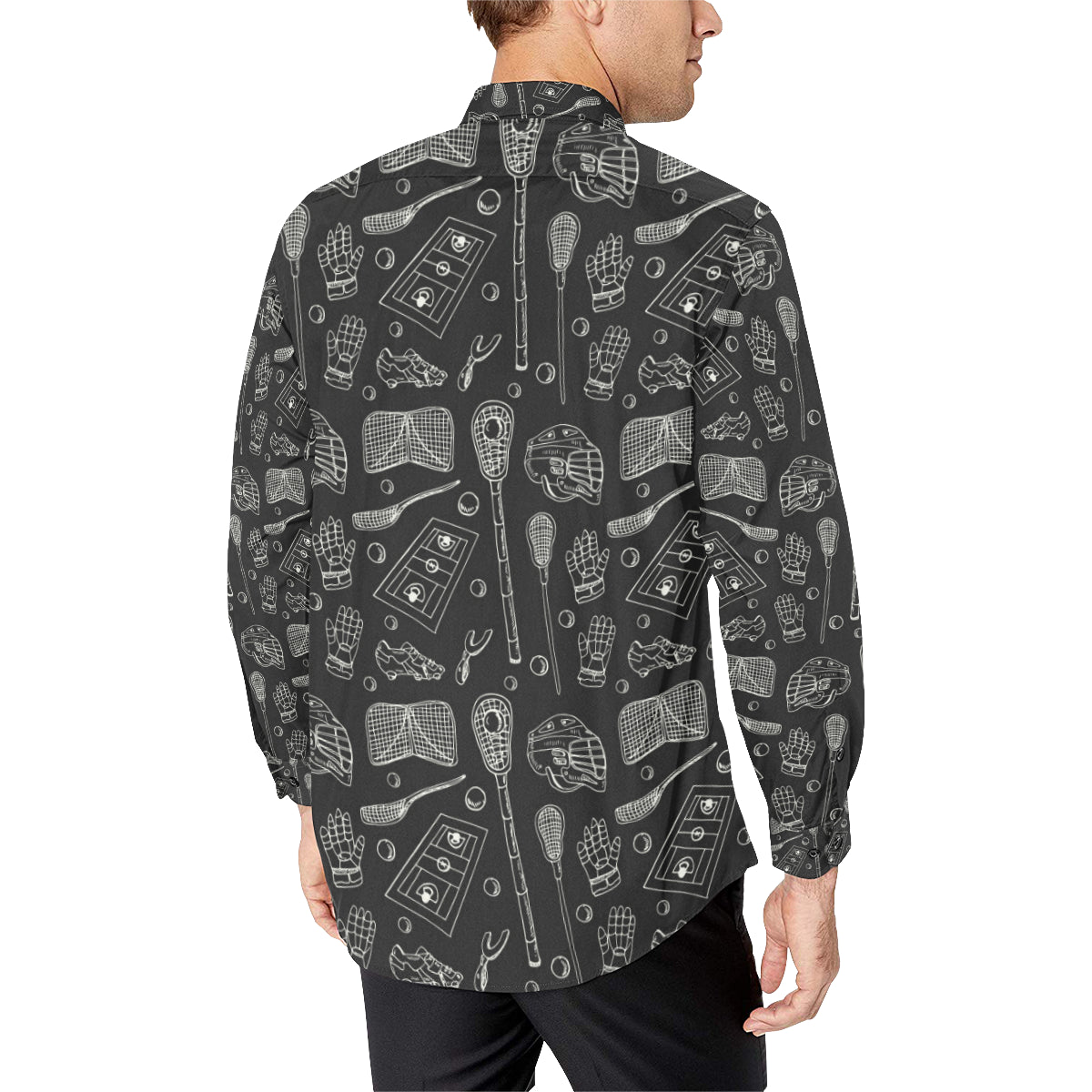 Lacrosse Pattern Print Design 01 Men's Long Sleeve Shirt