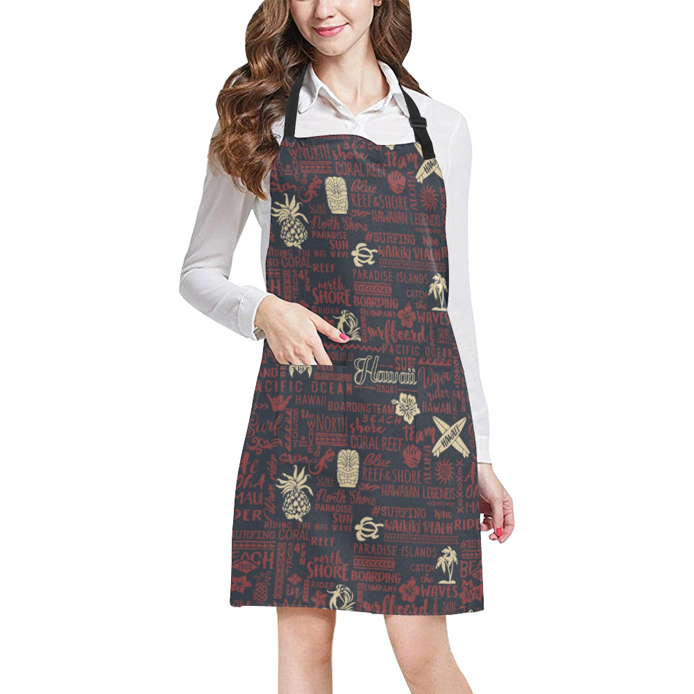 Hawaiian Themed Pattern Print Design H017 Apron with Pocket