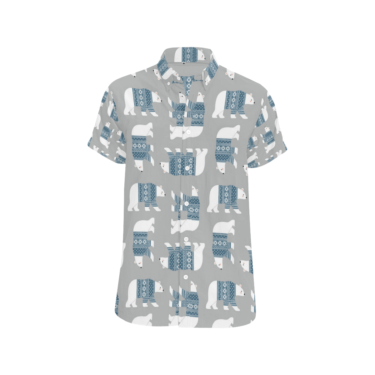 Polar Bear Pattern Print Design A03 Men's Short Sleeve Button Up Shirt